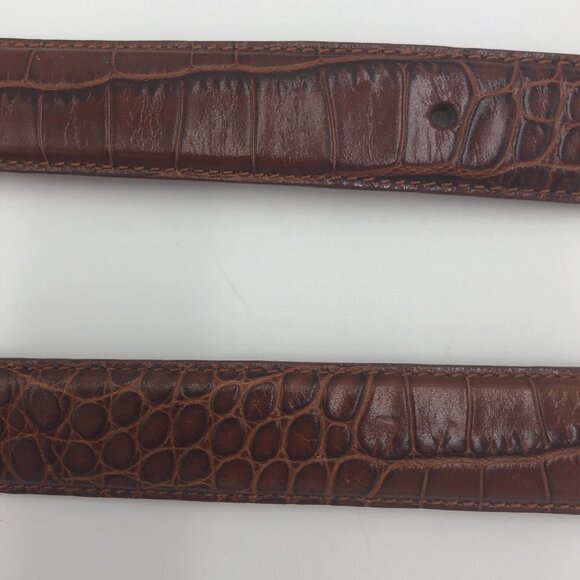LAUREN Ralph Lauren Cognac Brown Croc-Embossed Leather Belt with Silver Buckle S - Picture 4 of 8